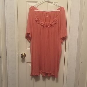 Just My Size Coral Women's Short Sleeve Blouse